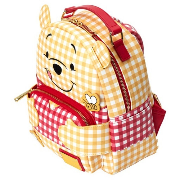 NEW Winnie The Pooh Loungefly Backpack Purse Gingham Bee Honey - Picture 3 of 6